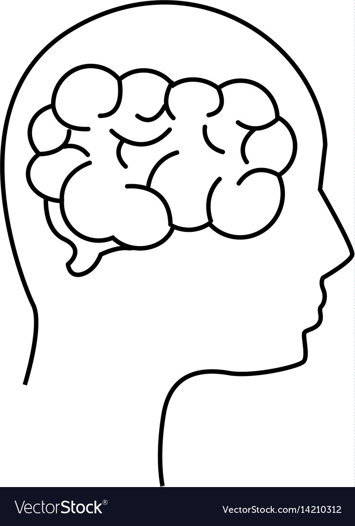 Mental health silhouette person with brain