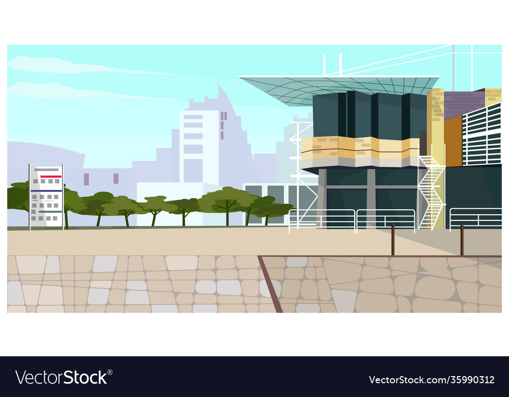 Modern cottage house with long roof Royalty Free Vector
