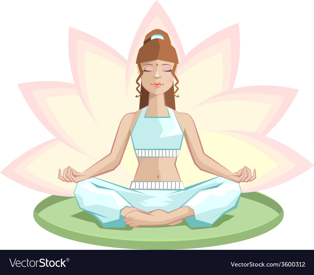 Yoga Beautiful girl meditating in lotus position Vector Image