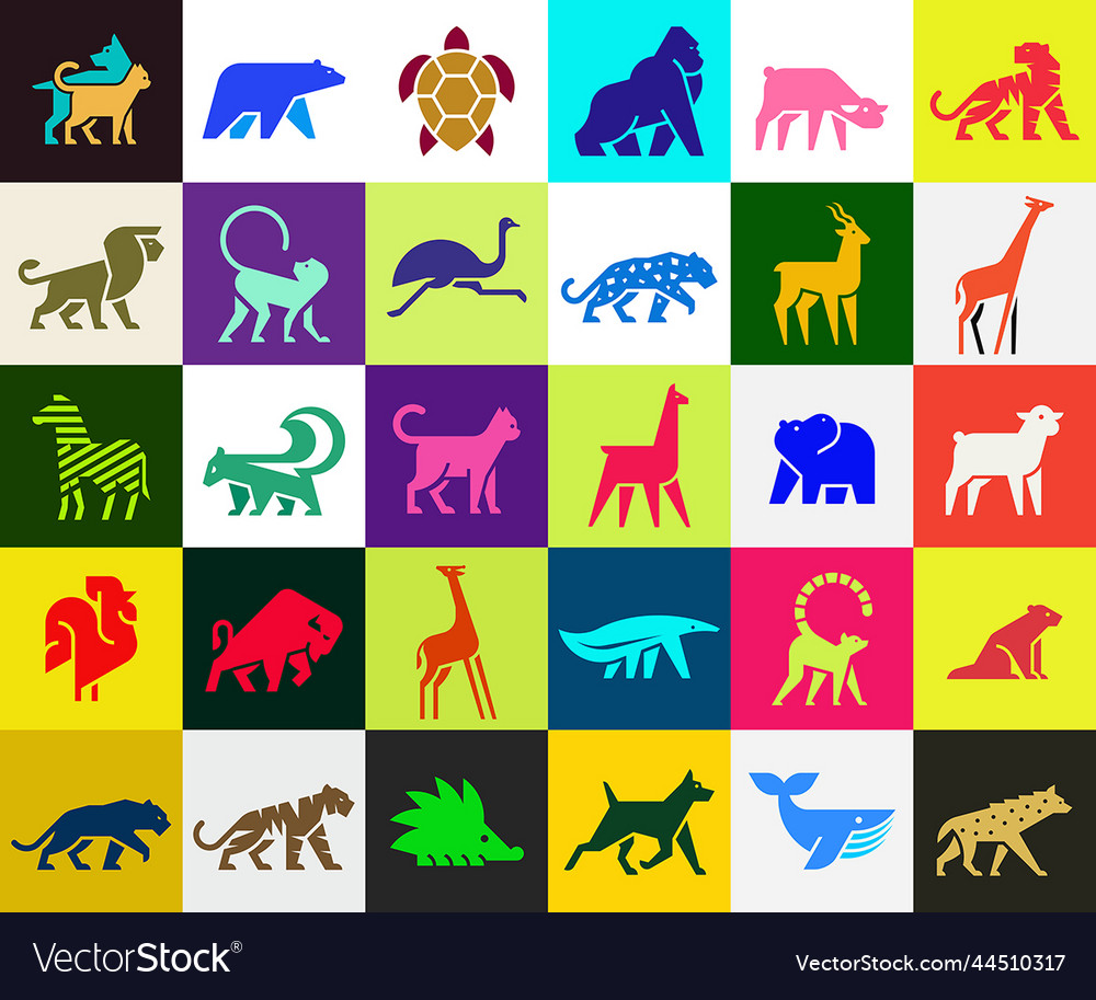 Animals logos collection Royalty Free Vector Image