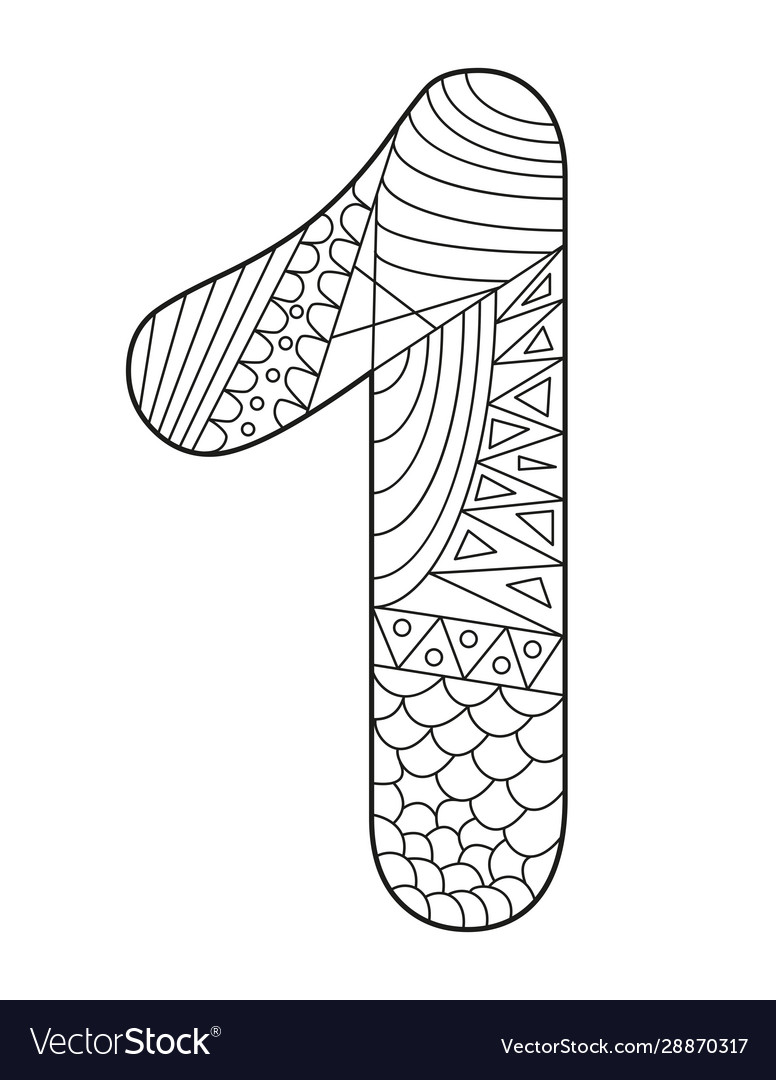 Black and white for coloring number one Royalty Free Vector