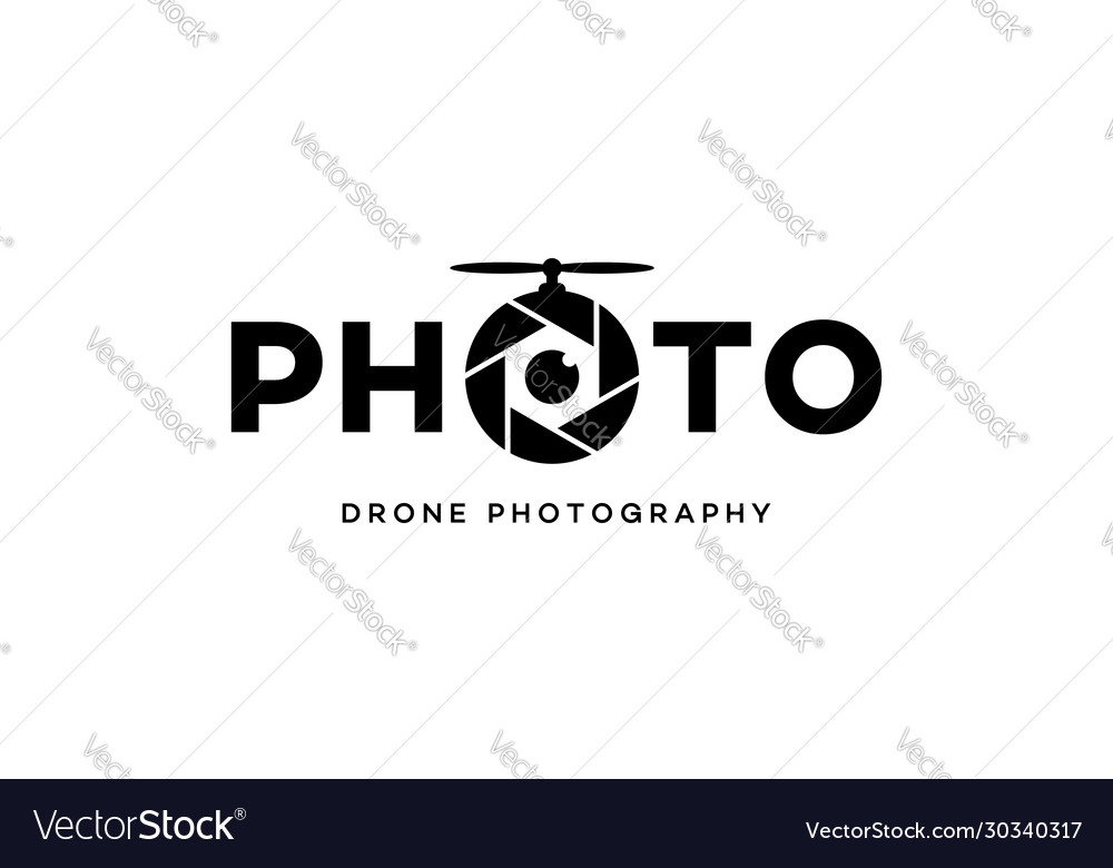 Black drone photography logo Royalty Free Vector Image