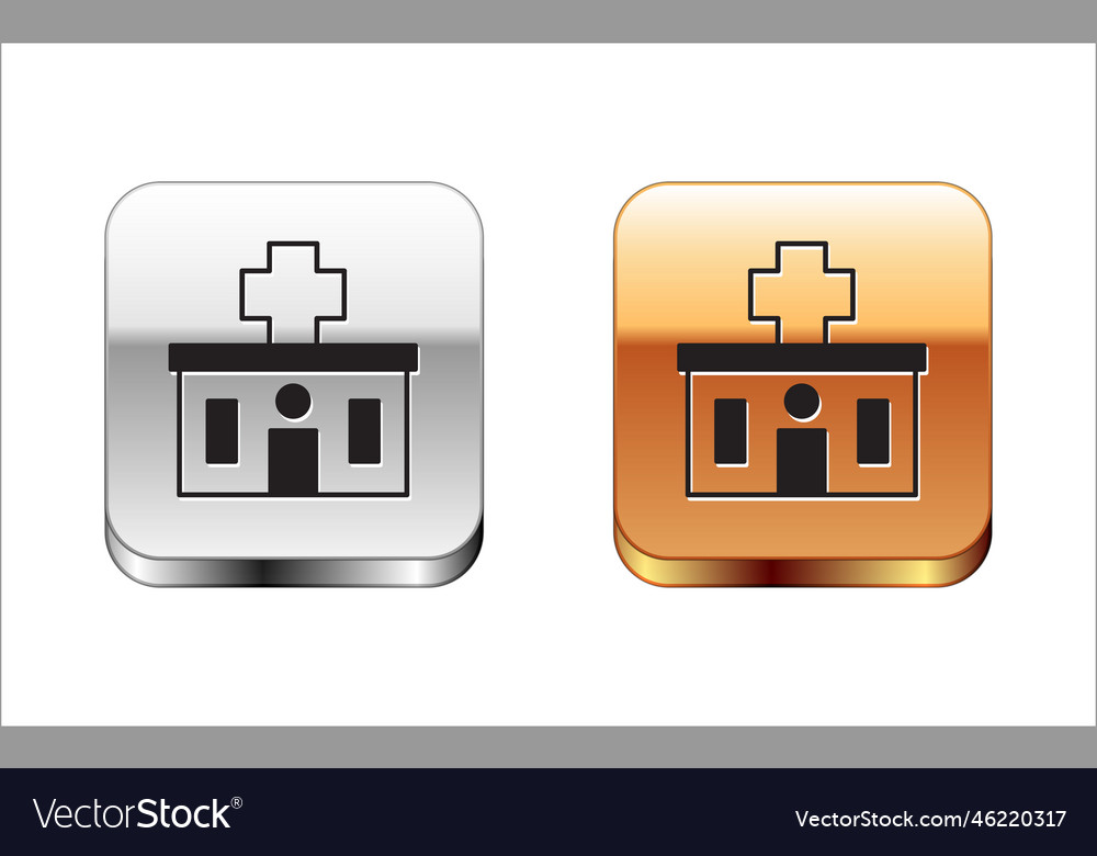 Black medical hospital building with cross icon Vector Image