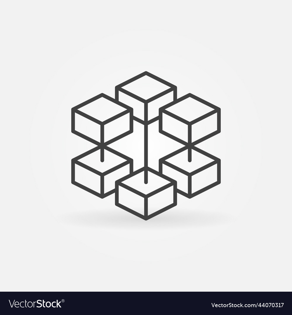 Block chain concept thin line icon or sign Vector Image