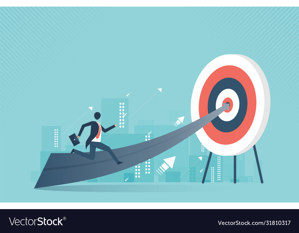 Businessman up stairs to goal leadership Vector Image