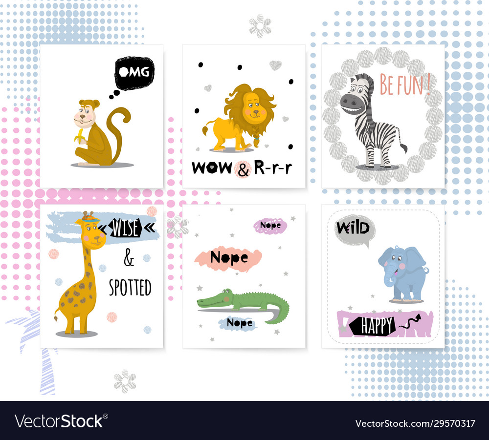 Cards with african animals and quotes leon vector image Cards with african animals and quotes leon