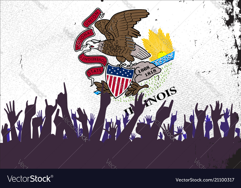 Illinoise state flag with audience Royalty Free Vector Image