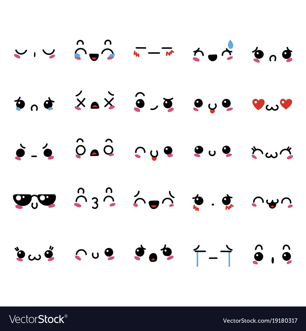 cute kawaii expression emoticon 7266550 Vector Art at Vecteezy