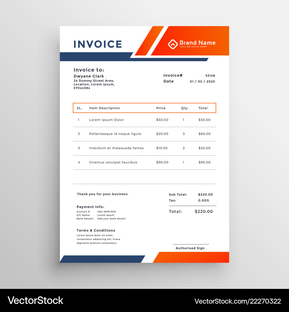 Abstract geometric business invoice template Vector Image