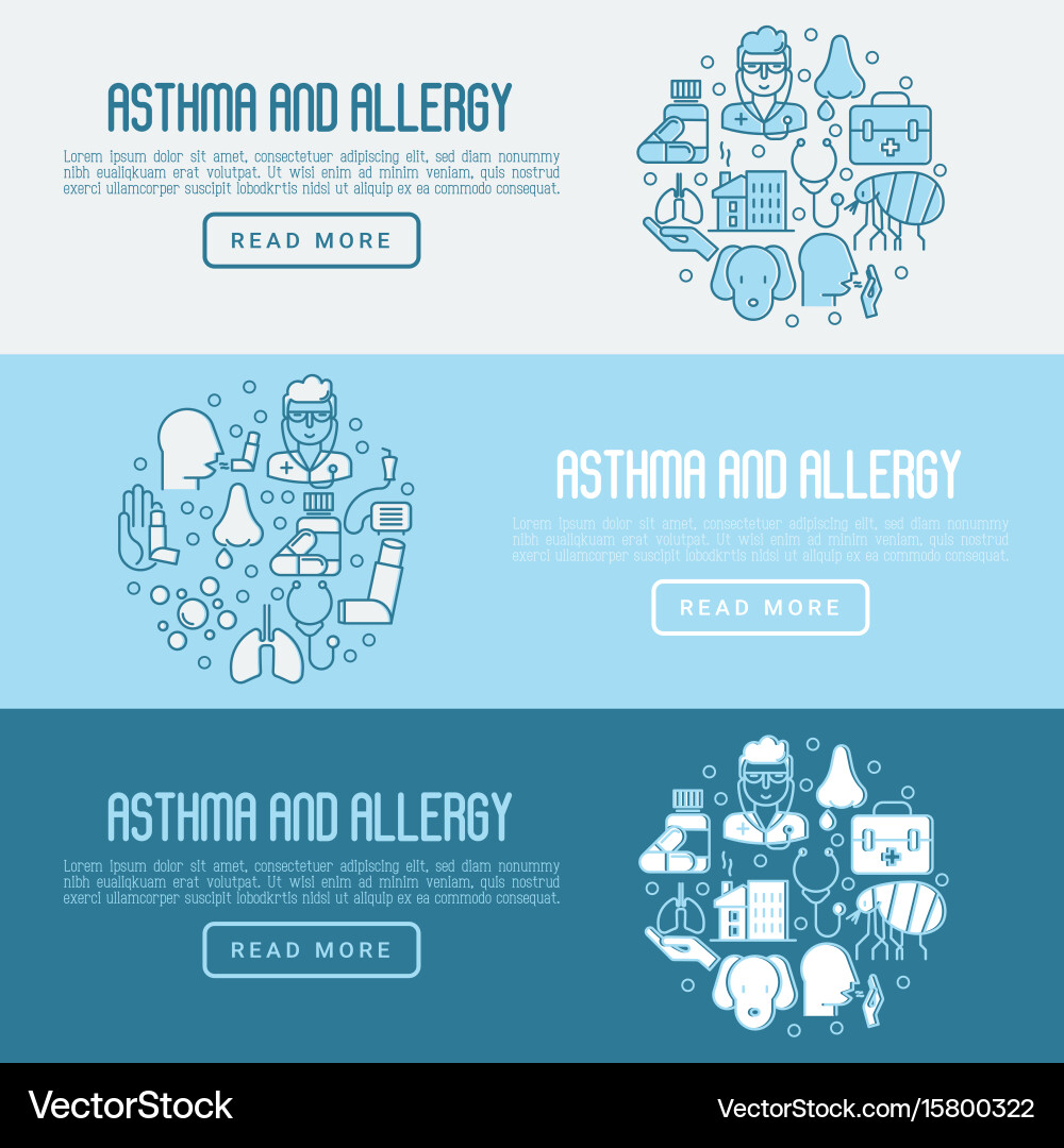 Asthma And Allergy Concept For Web Page Banner Vector Image