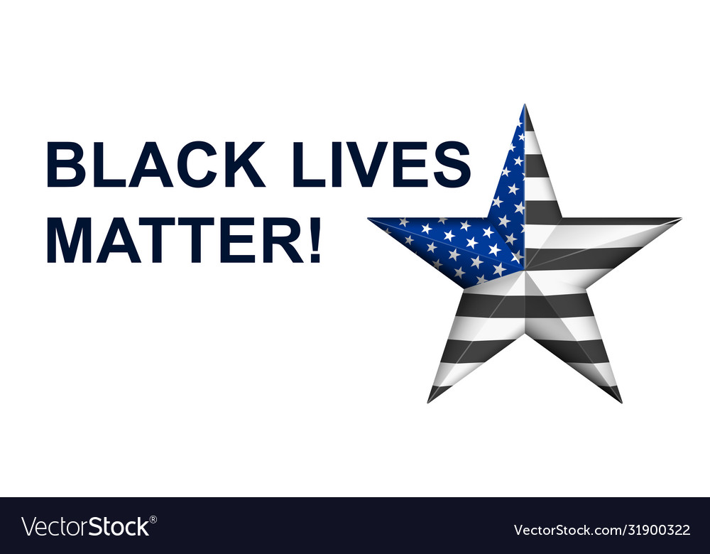 Black lives matter with star in american police vector image Black lives matter with star in american police