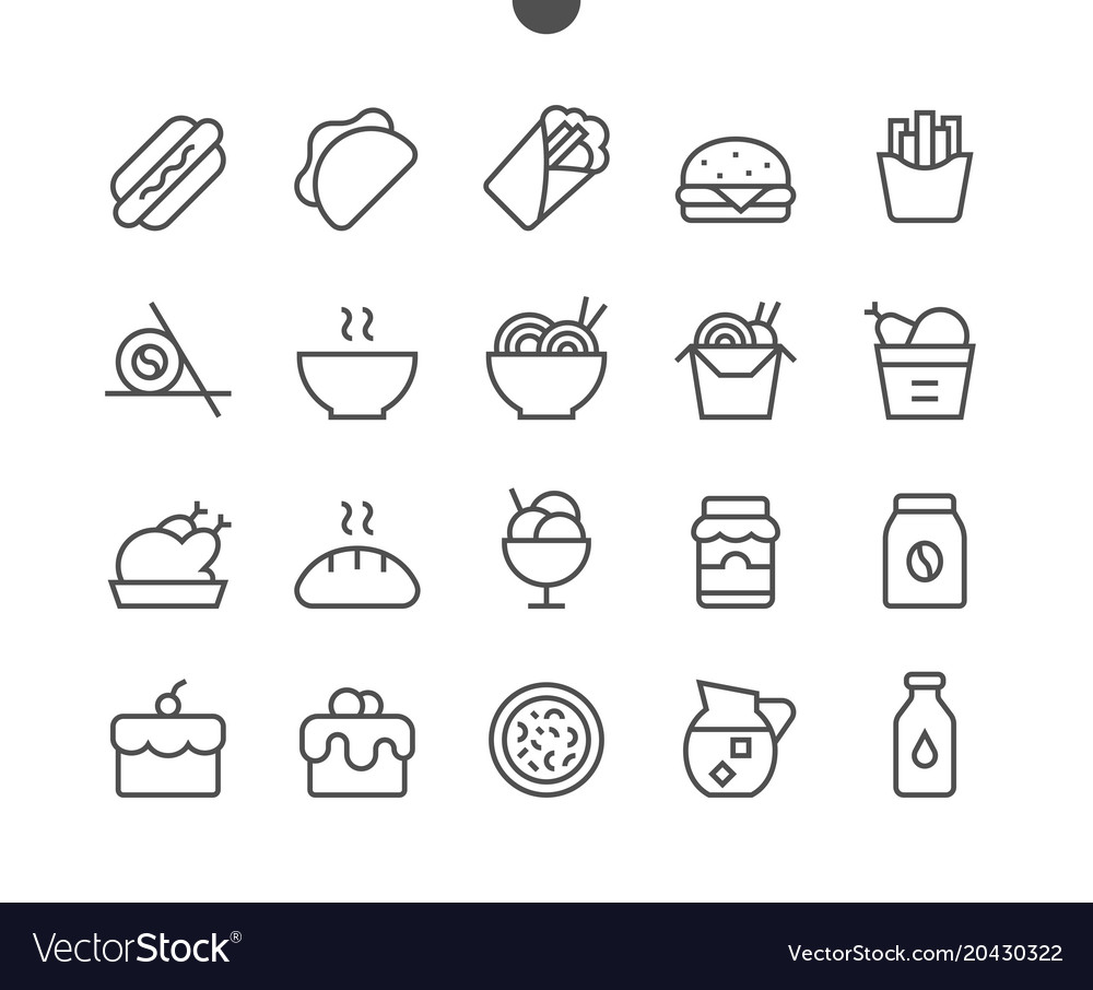 Food ui pixel perfect well-crafted thin Royalty Free Vector