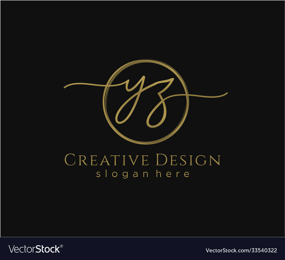 Initial yz handwriting logo with circle template Vector Image