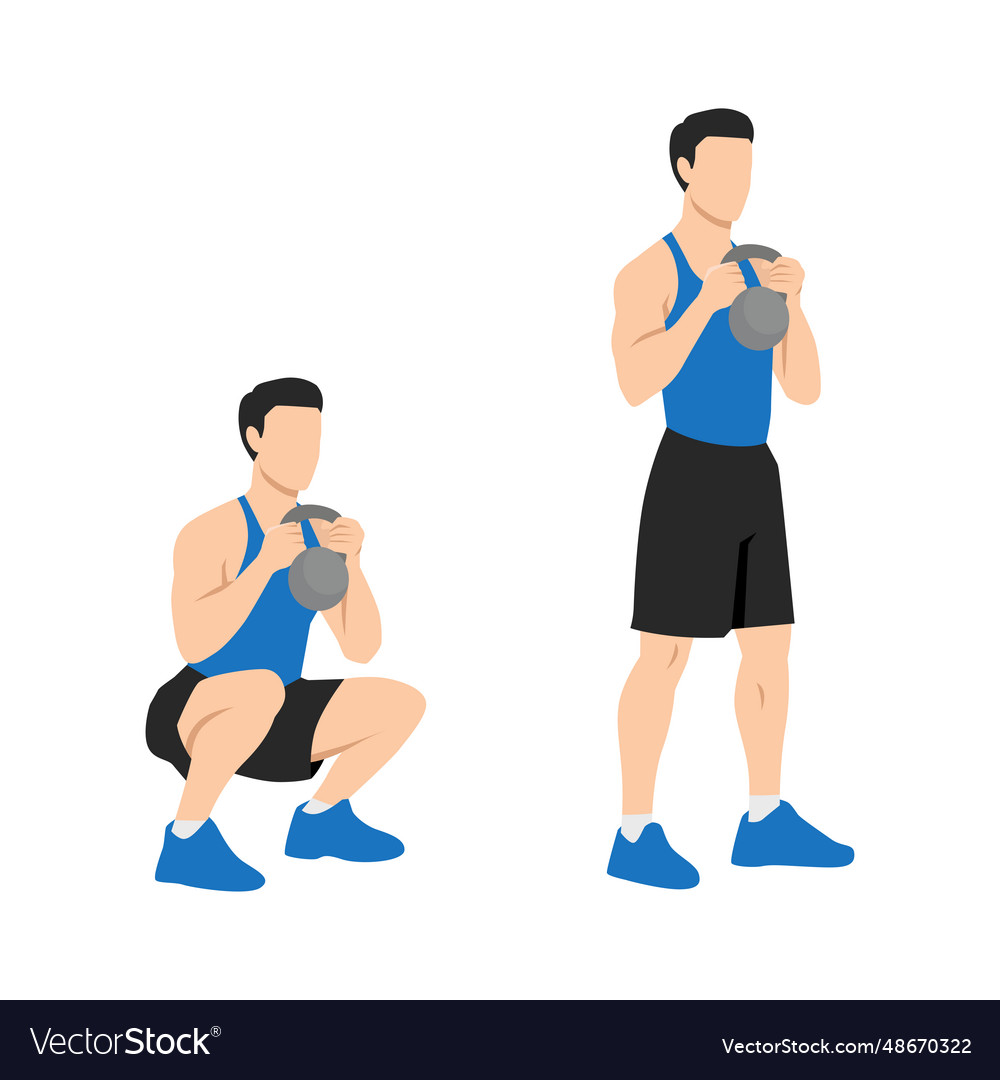 Man doing smashbell training leg squat Royalty Free Vector