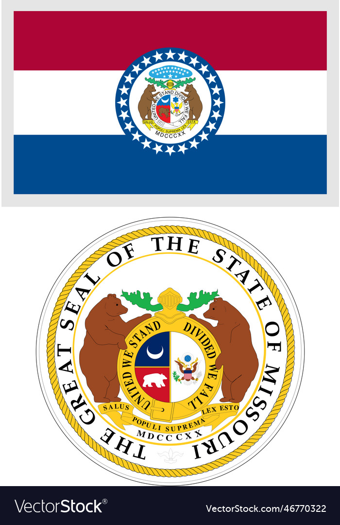 Missouri us state flag and coat of arm design Vector Image