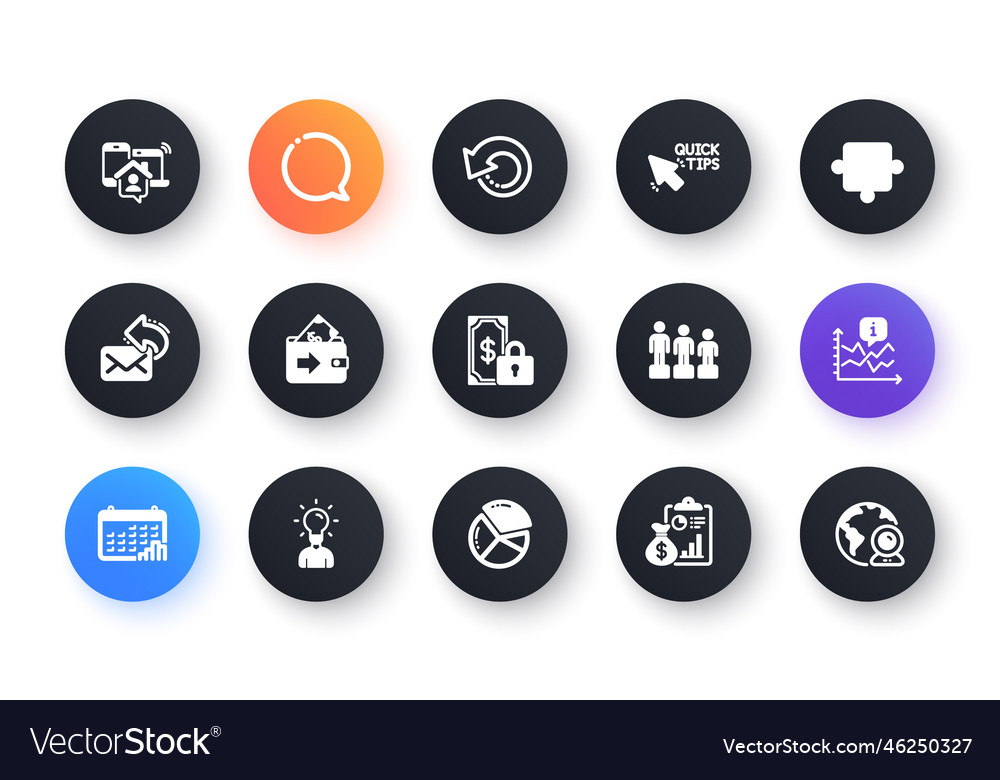 Minimal set of share mail pie chart and speech Vector Image