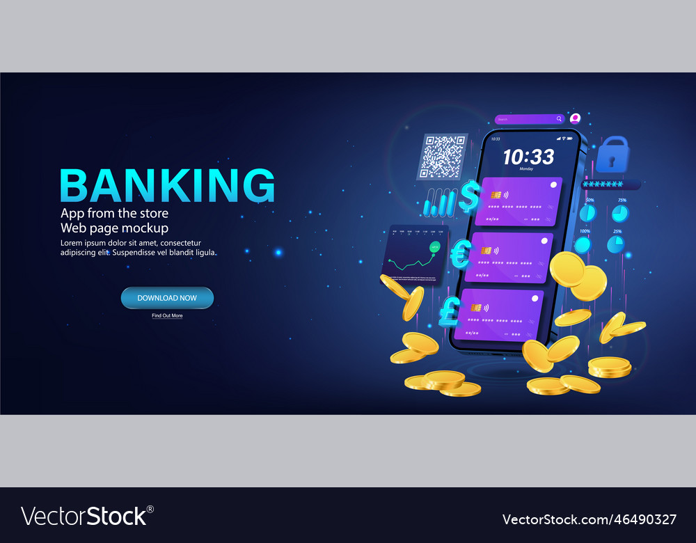 Online banking with multicurrency card 3d Vector Image