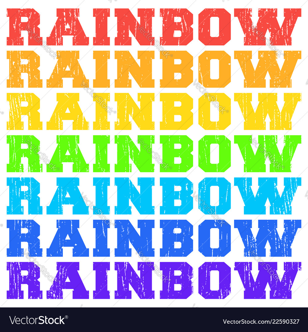 Rainbow color words with grunge texture Royalty Free Vector
