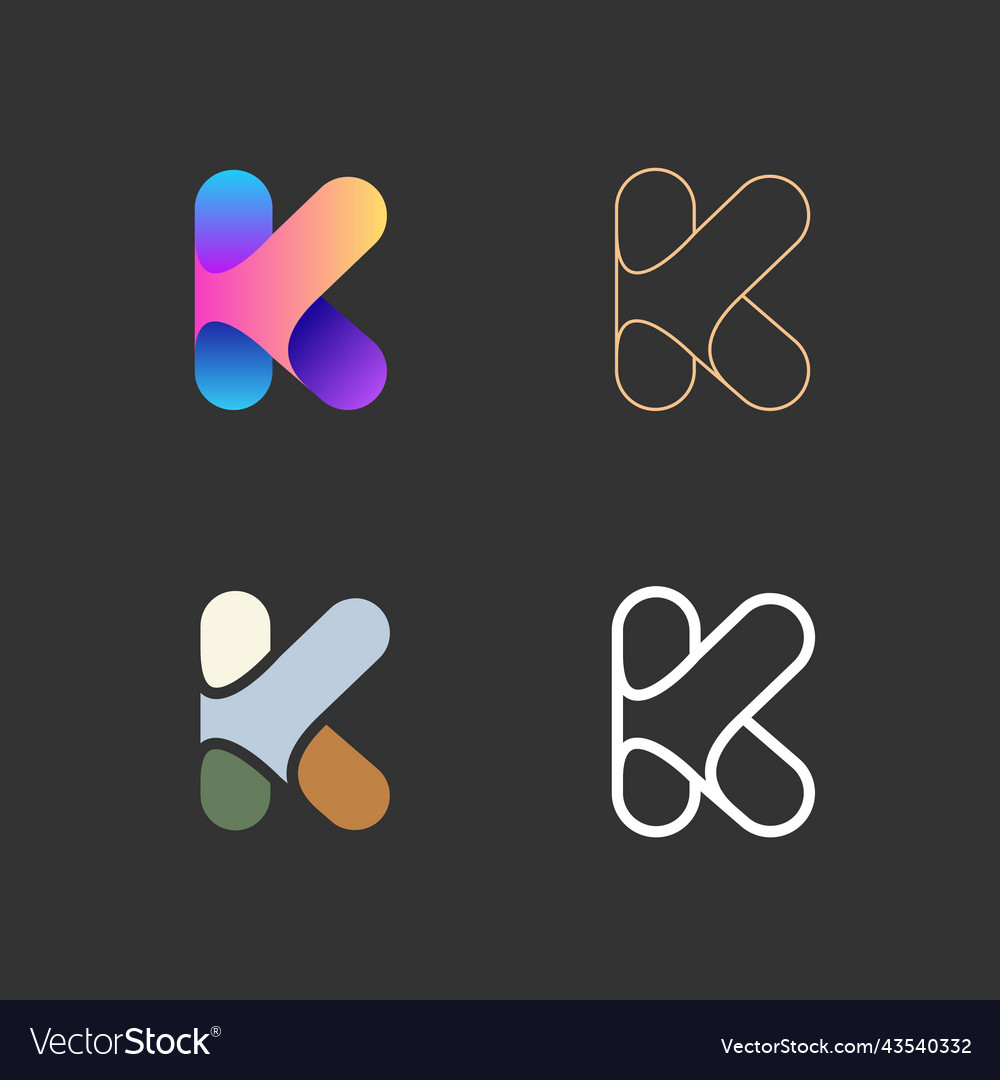 Collection of abstract k letters colorful vector image Collection of abstract k letters colorful