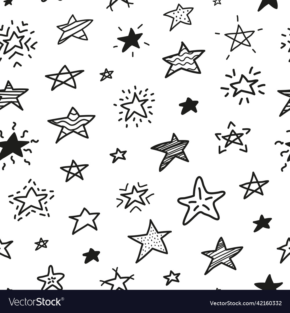 Seamless pattern with doodle stars Royalty Free Vector Image