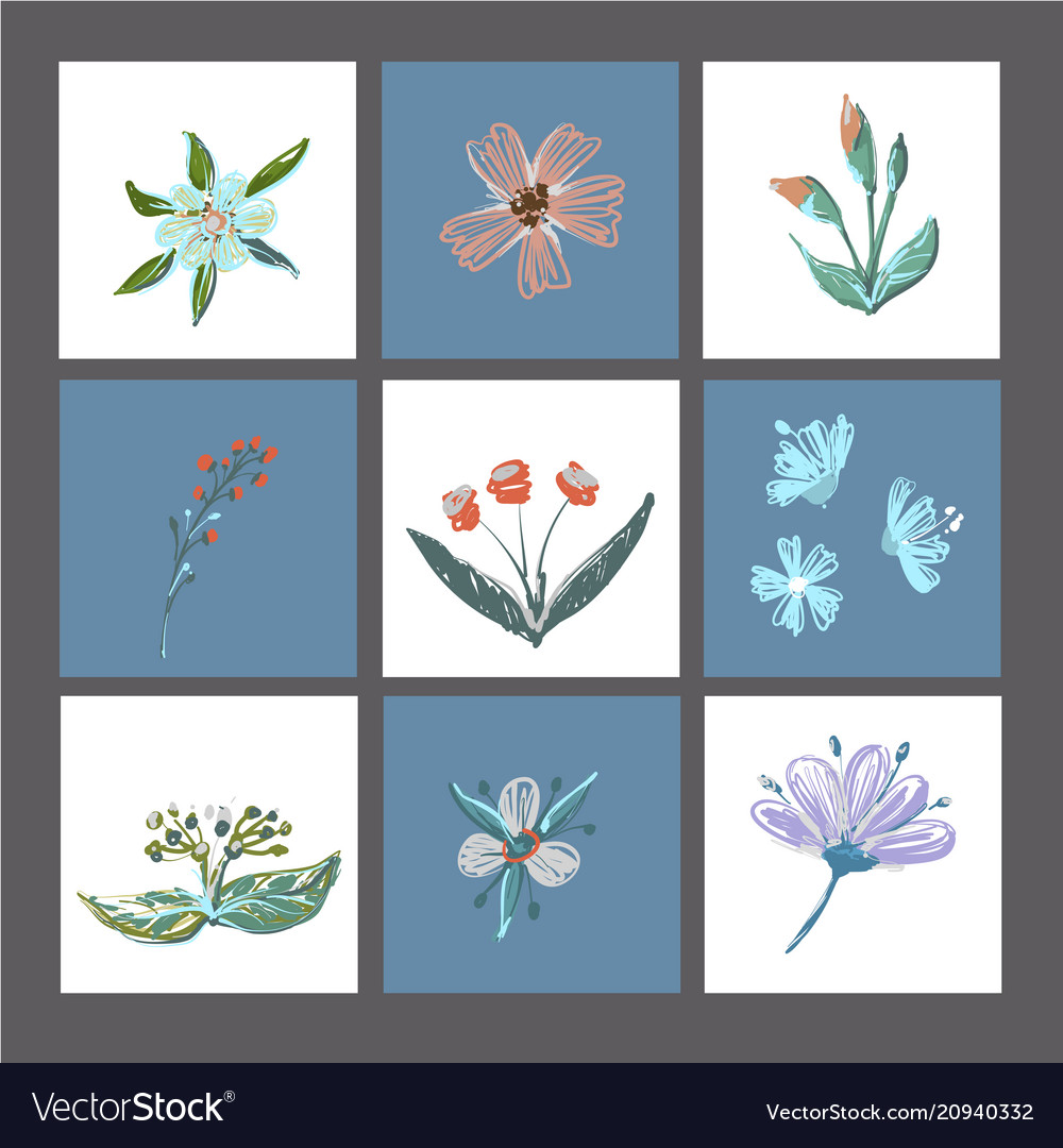 Set of cute floral cards or prints poster Vector Image