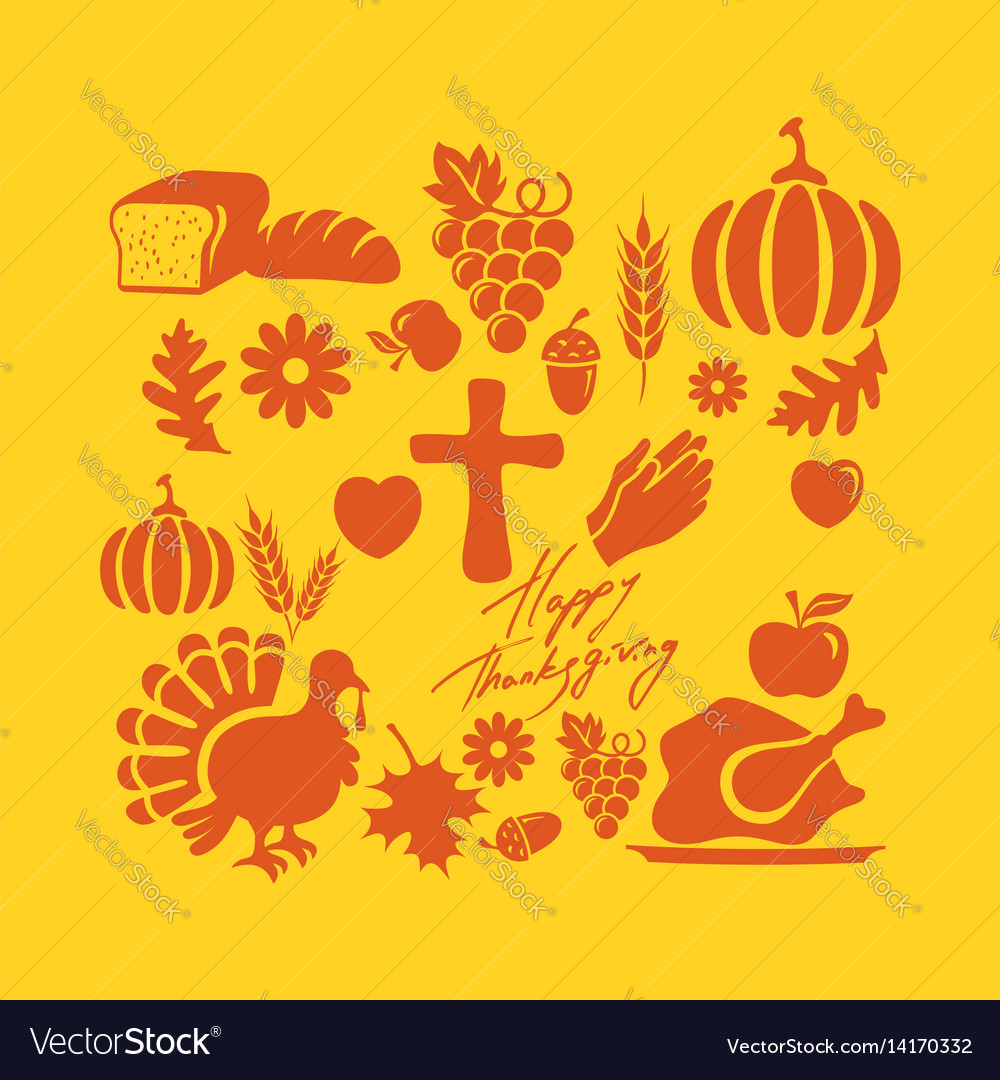 Thanksgiving and inscription symbols Royalty Free Vector