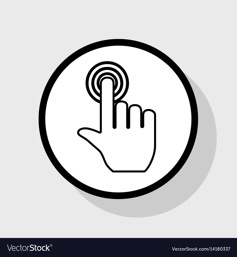 Hand click on button flat black icon Royalty Free Vector