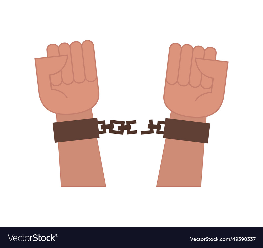 Hands Breaking Handcuffs Royalty Free Vector Image