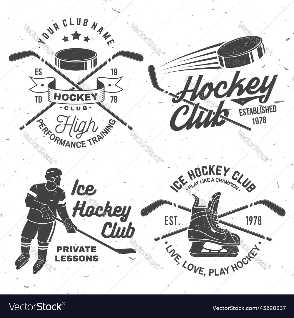 Ice hockey club logo badge design concept Vector Image