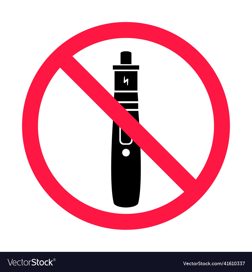 No vaping sign red forbidden circle icon Vector Image