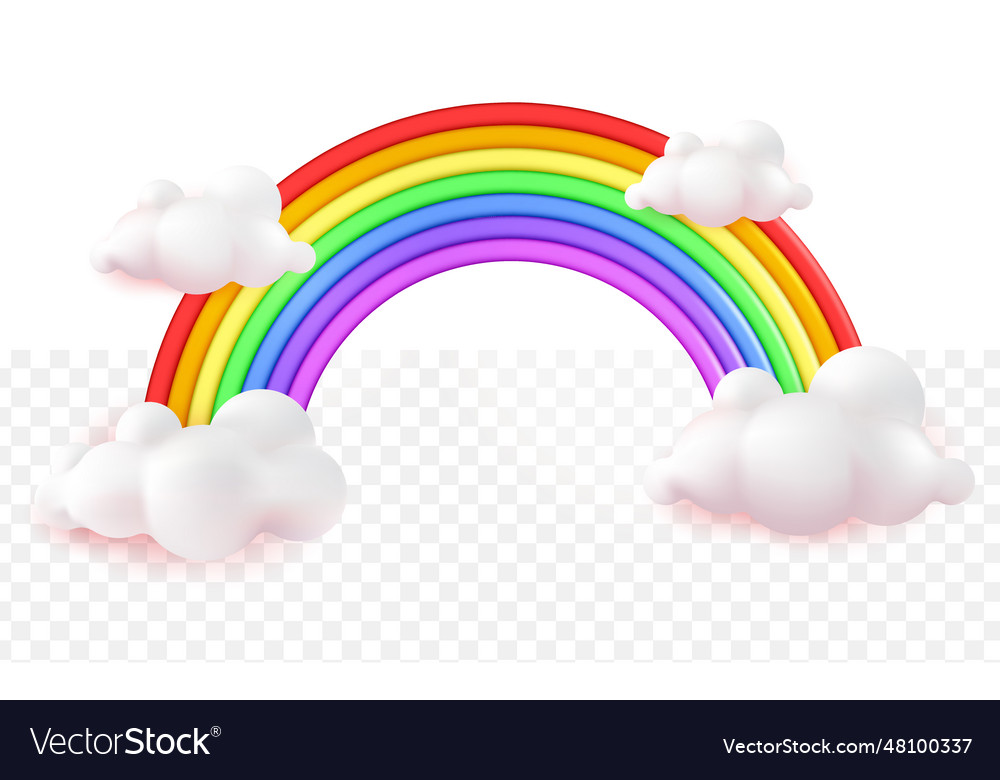 Realistic colorful rainbow cartoon 3d on white Vector Image