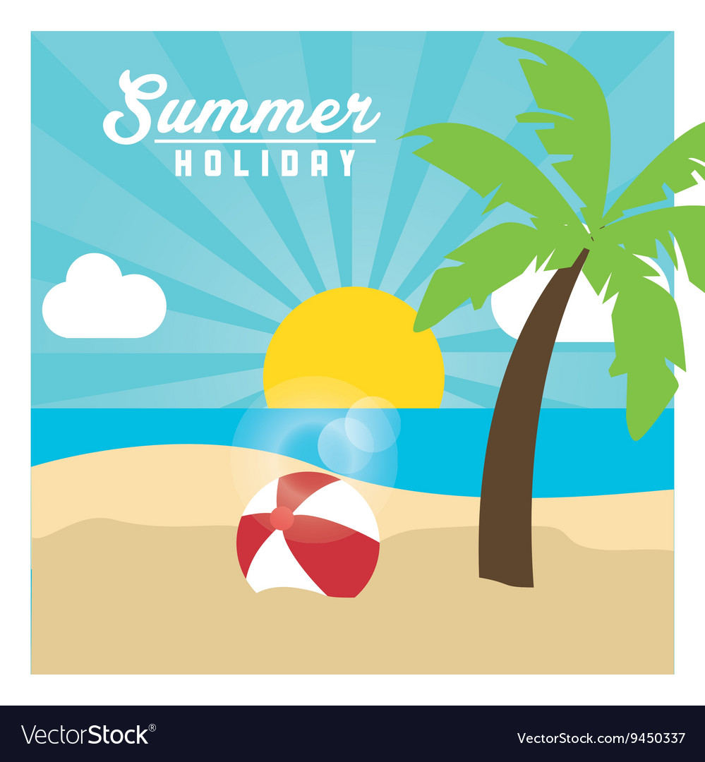 Summer design palm tree and ball icon graphic Vector Image