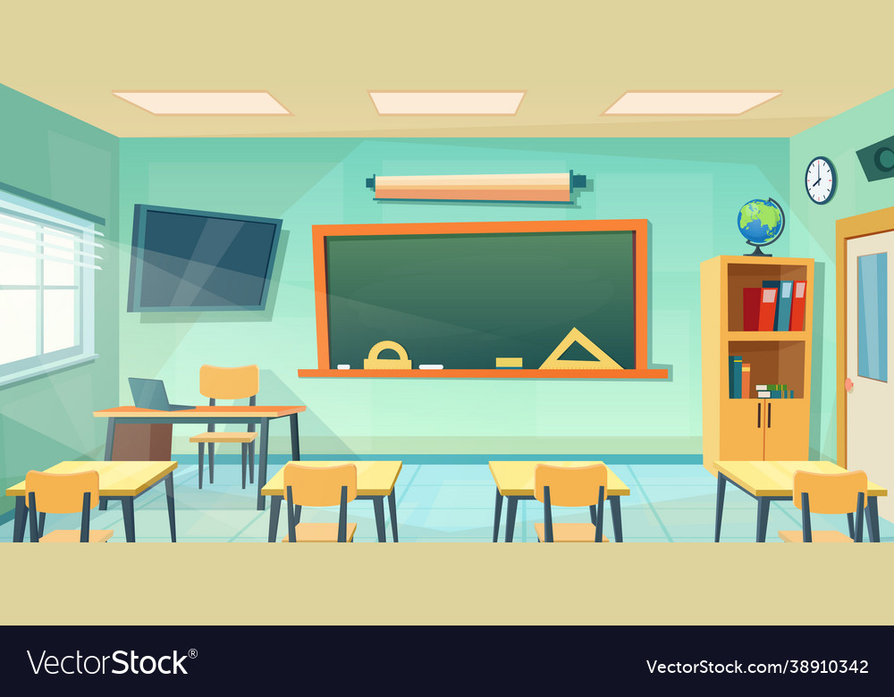 Empty school class room interior board Royalty Free Vector