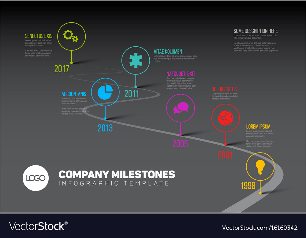 Infographic timeline template with pointers Vector Image