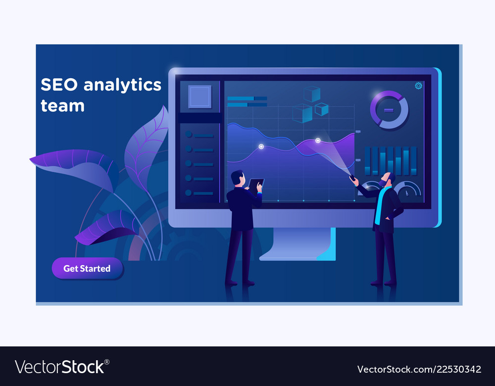 Seo analytics team landing page modern flat