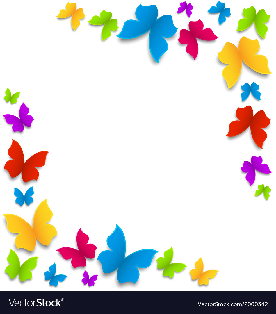 Download Spring background with painted butterflies border Vector Image