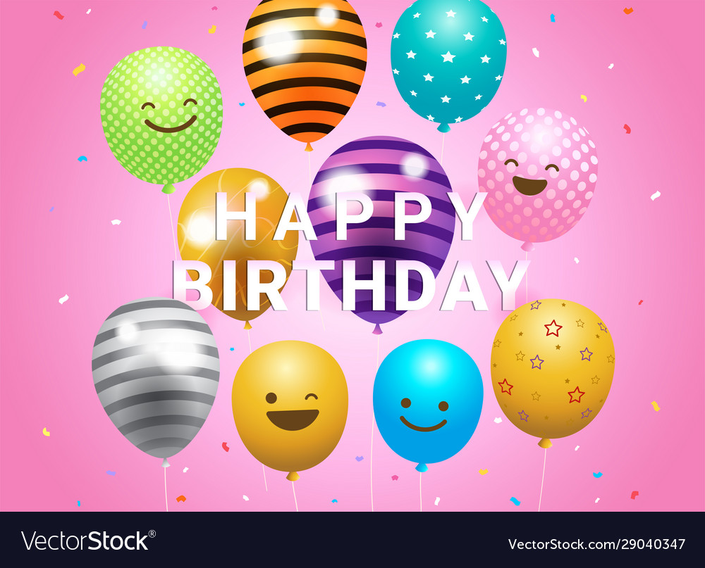 Birthday Banner Card Frame Template With Colorful Vector Image