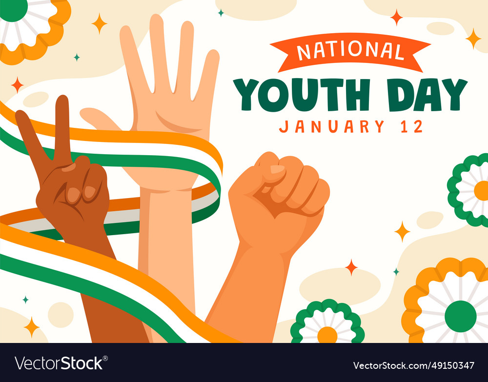 Happy international youth day of india Royalty Free Vector