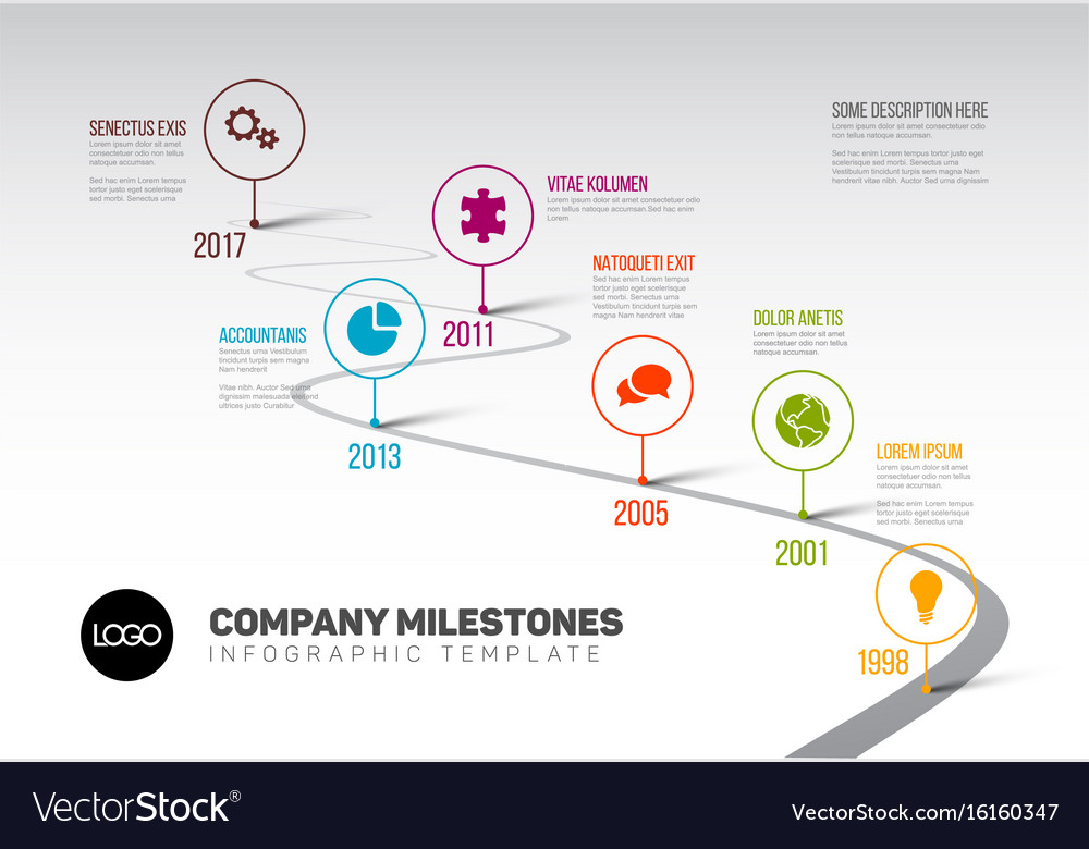 Infographic timeline template with pointers Vector Image