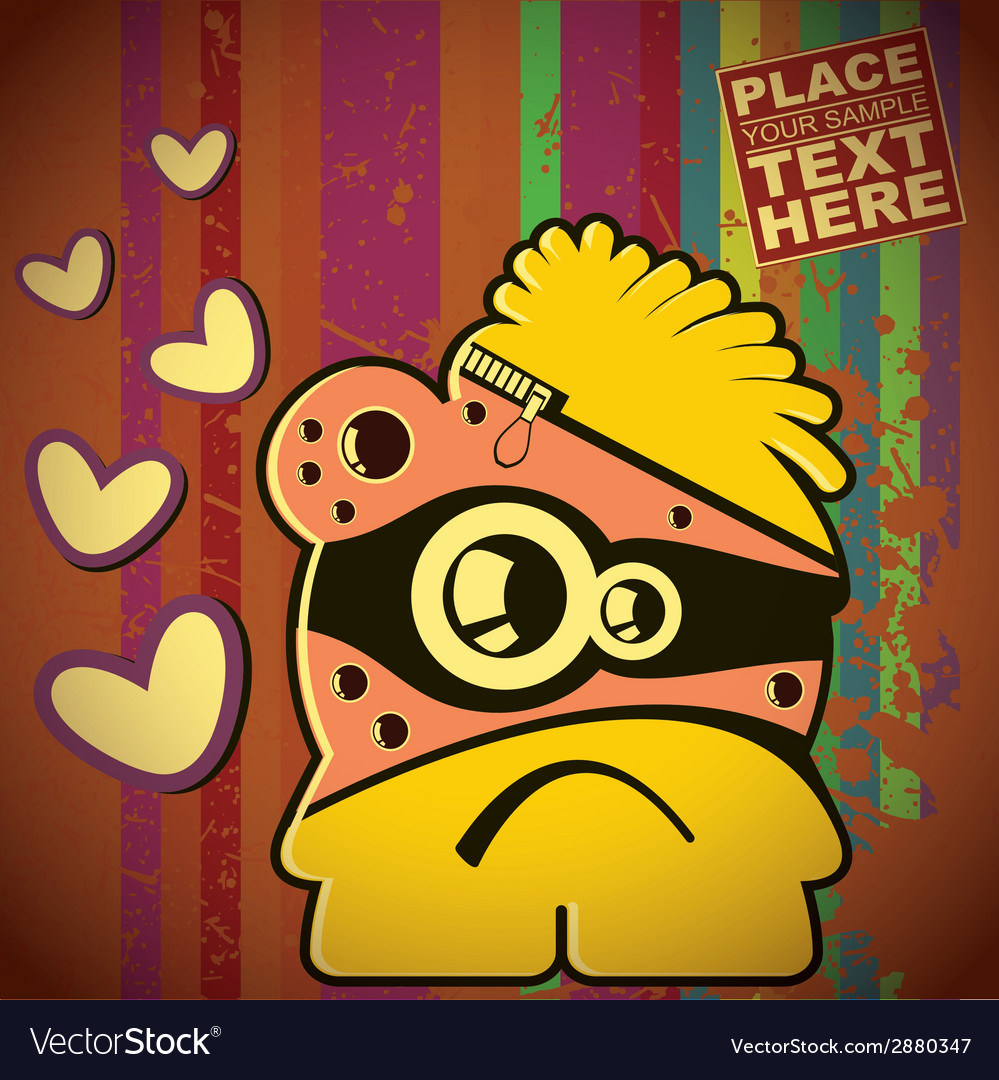 Monster on retro background Royalty Free Vector Image