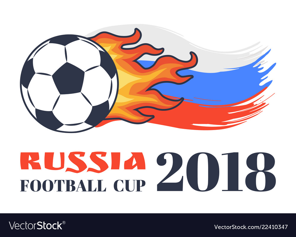 Russia football cup 2018 isolated on white card vector image Russia football cup 2018 isolated on white card