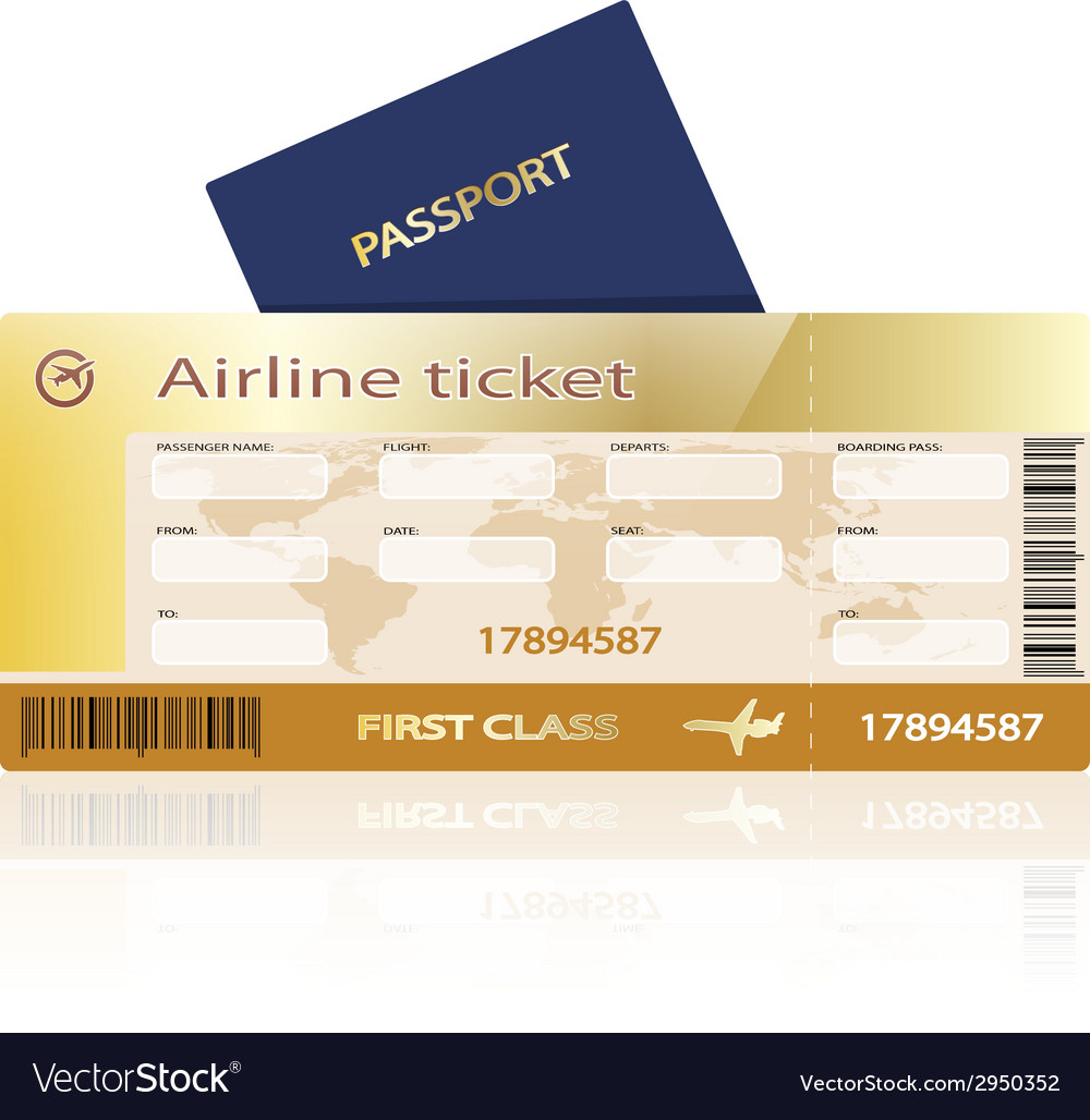 Air ticket golden Royalty Free Vector Image - VectorStock