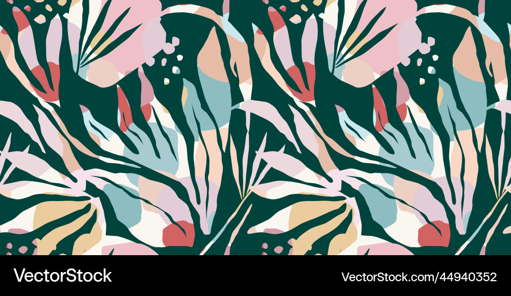 Artistic seamless pattern with abstract leaves Vector Image