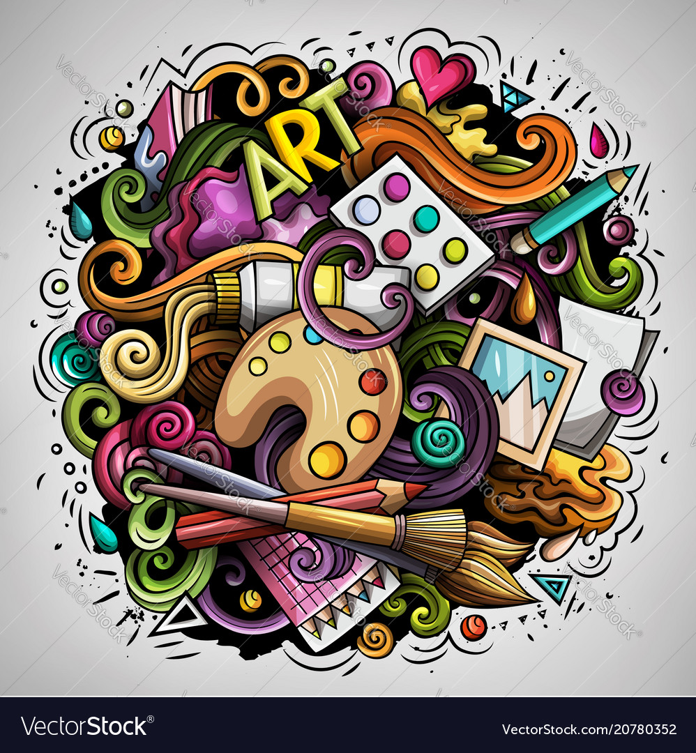 Cartoon doodles art and design Royalty Free Vector Image