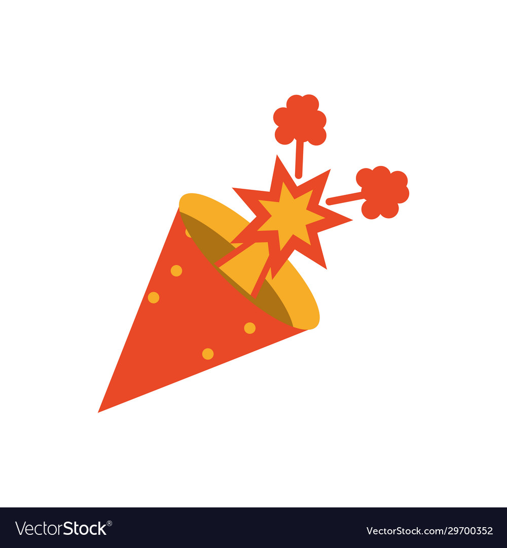 Cone firework flat style icon Royalty Free Vector Image