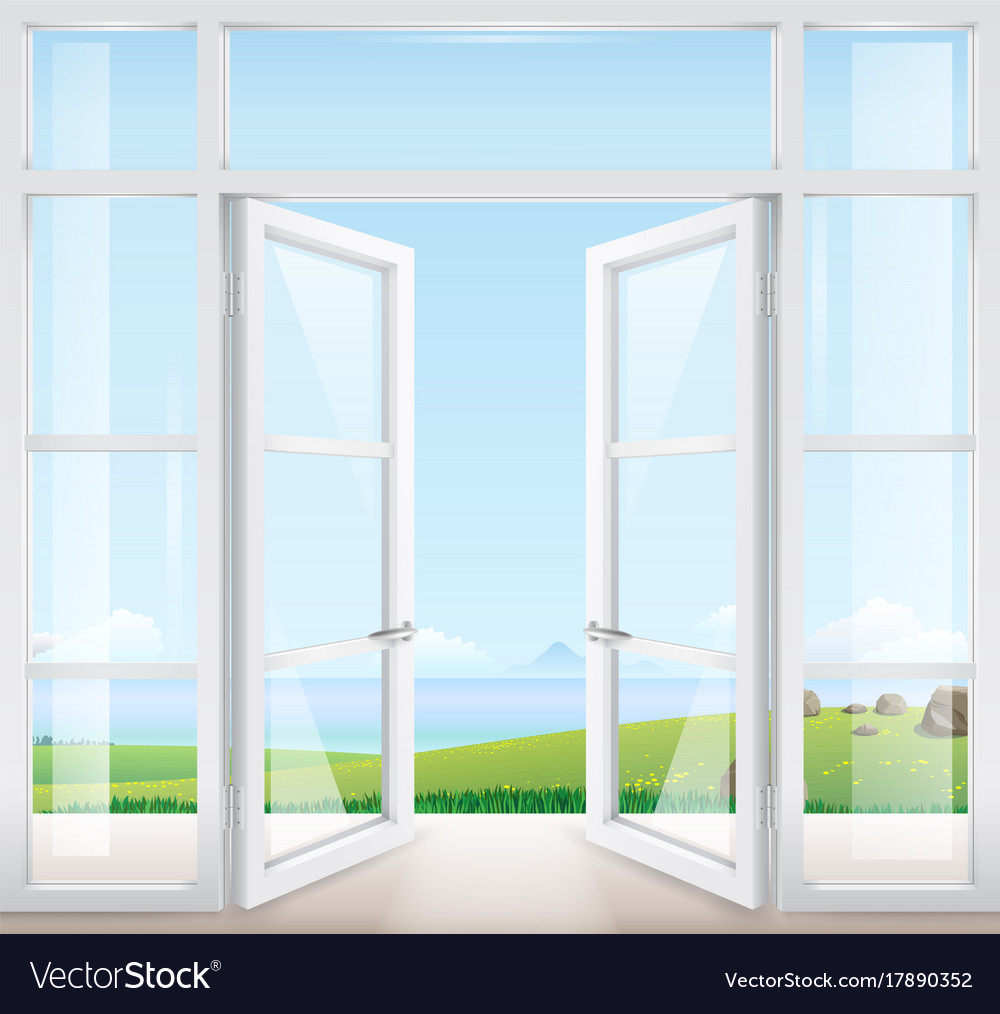 Door with window to the terrace Royalty Free Vector Image