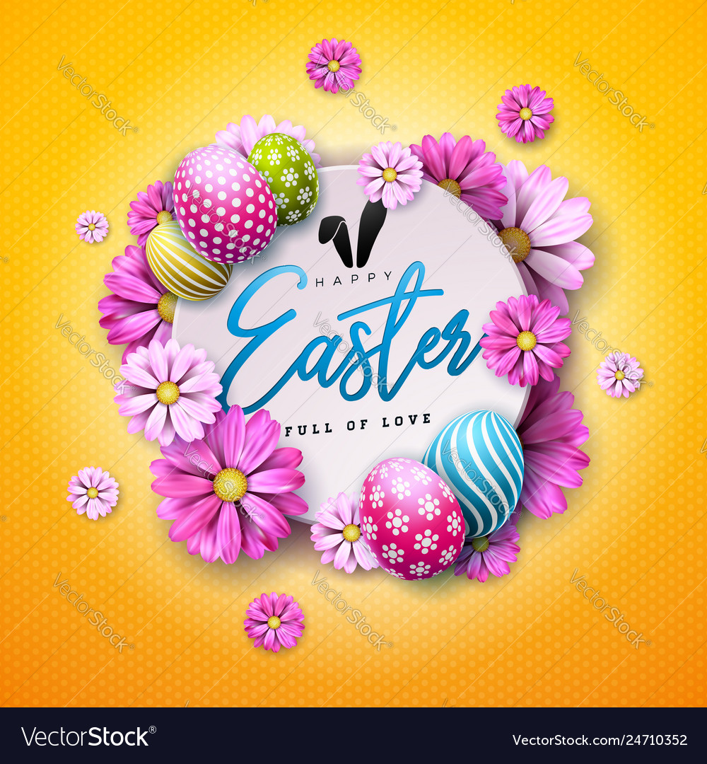 Happy easter holiday design with painted egg and Vector Image