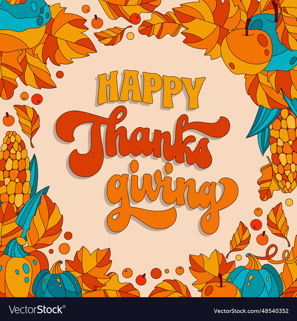 Happy thanksgiving festive greeting phrase Vector Image