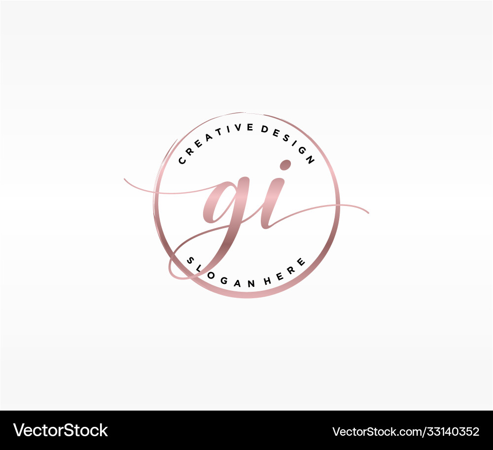 Initial gi handwriting logo with circle template Vector Image