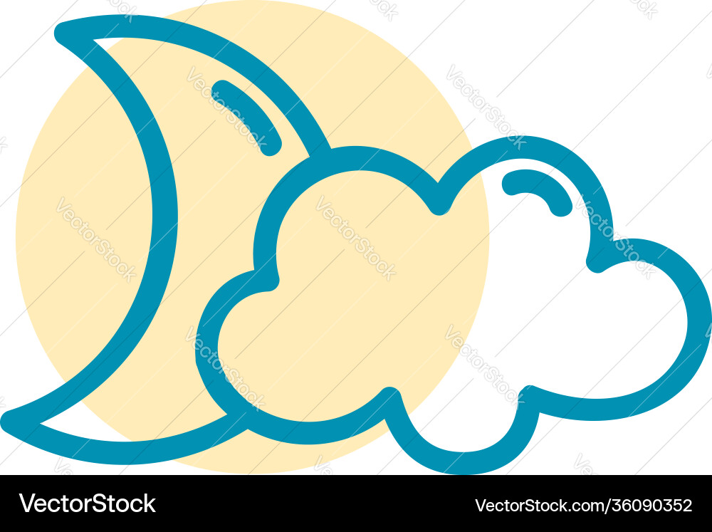 Moon with clouds on white background Royalty Free Vector
